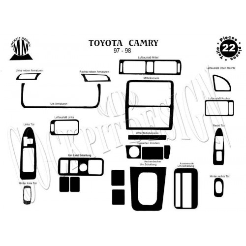 Toyota Camry Maun Kaplama 1997-1999 22 Parça
